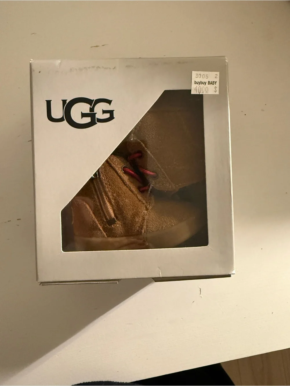 UGG Kids Chestnut Suede Boots with Red Laces